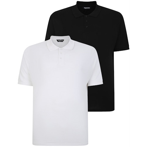 Bigdude Plain Polo Shirt Twin Pack Black/White